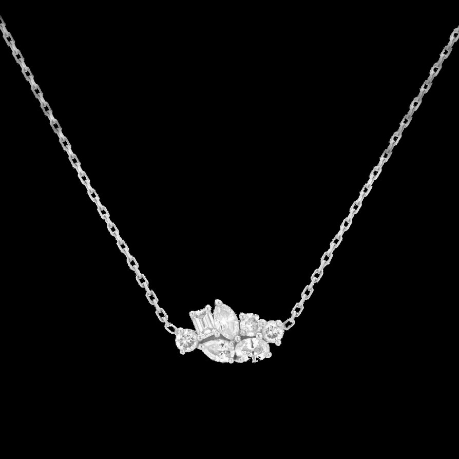 All Necklaces Nue | 18K White Gold Maxi Diamond Cluster Necklace