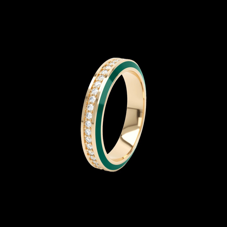 All Rings Loev | Green Enamel Diamond Eternity Ring