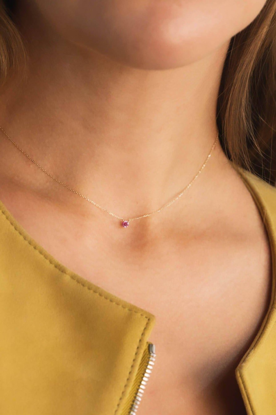 All Necklaces Prmal | Lab-Grown Pink Diamond Solitaire Necklace