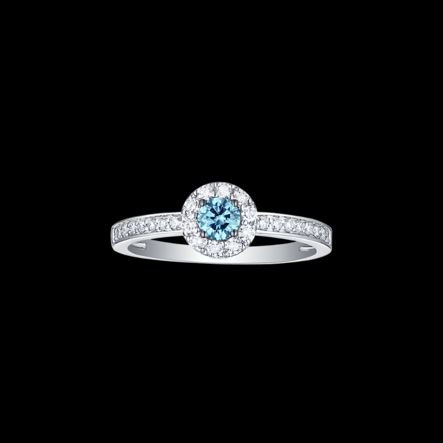 All Rings Smiling Rocks | Lab-Grown Blue Diamond Halo Ring