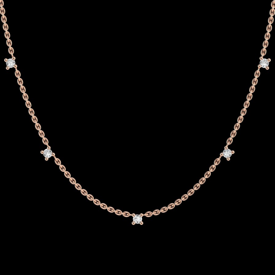 All Necklaces Rêver | 18K Recycled Gold Five Diamond Collar Necklace