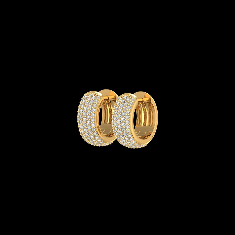 All Earrings Rêver | Grand Pave Diamond Huggie Earrings