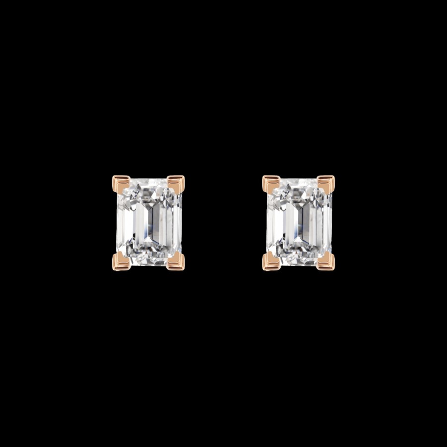 All Earrings Project III - Elements | Lab-Grown Emerald Cut Diamond Stud Earrings