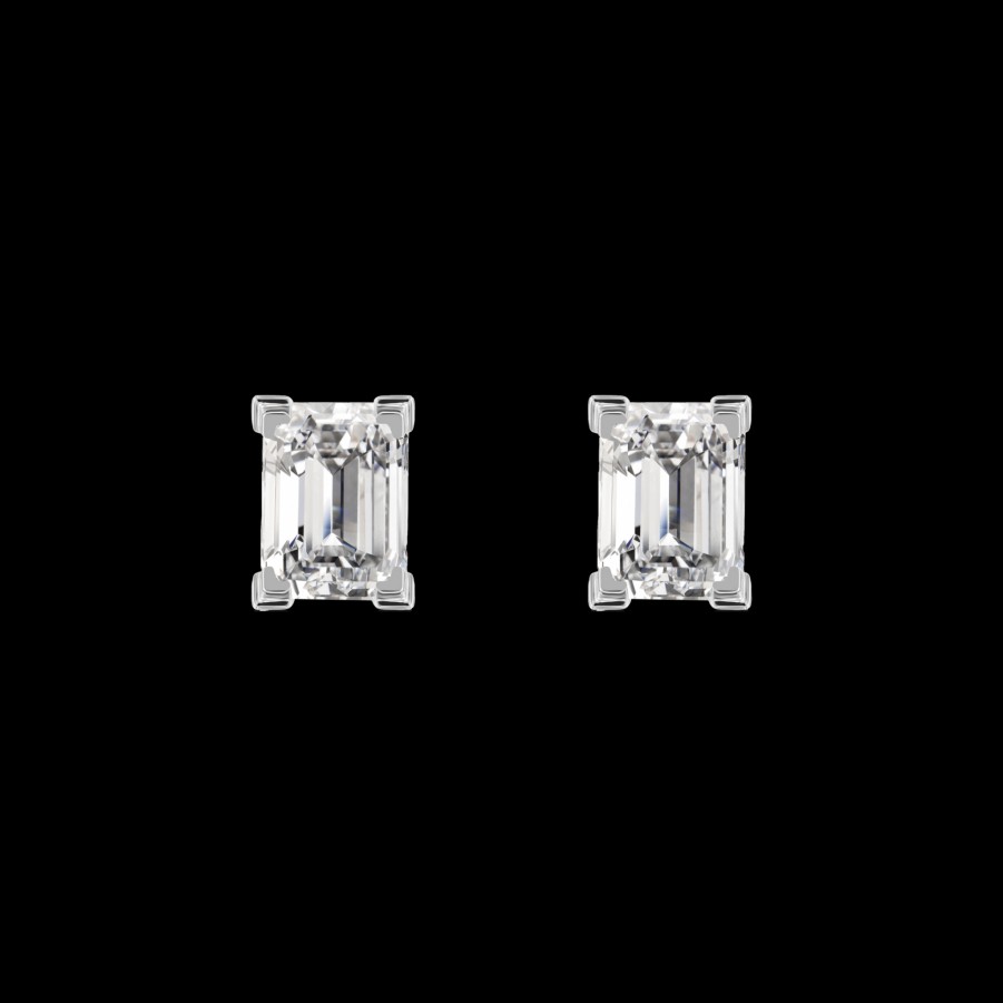 All Earrings Project III - Elements | Lab-Grown Emerald Cut Diamond Stud Earrings