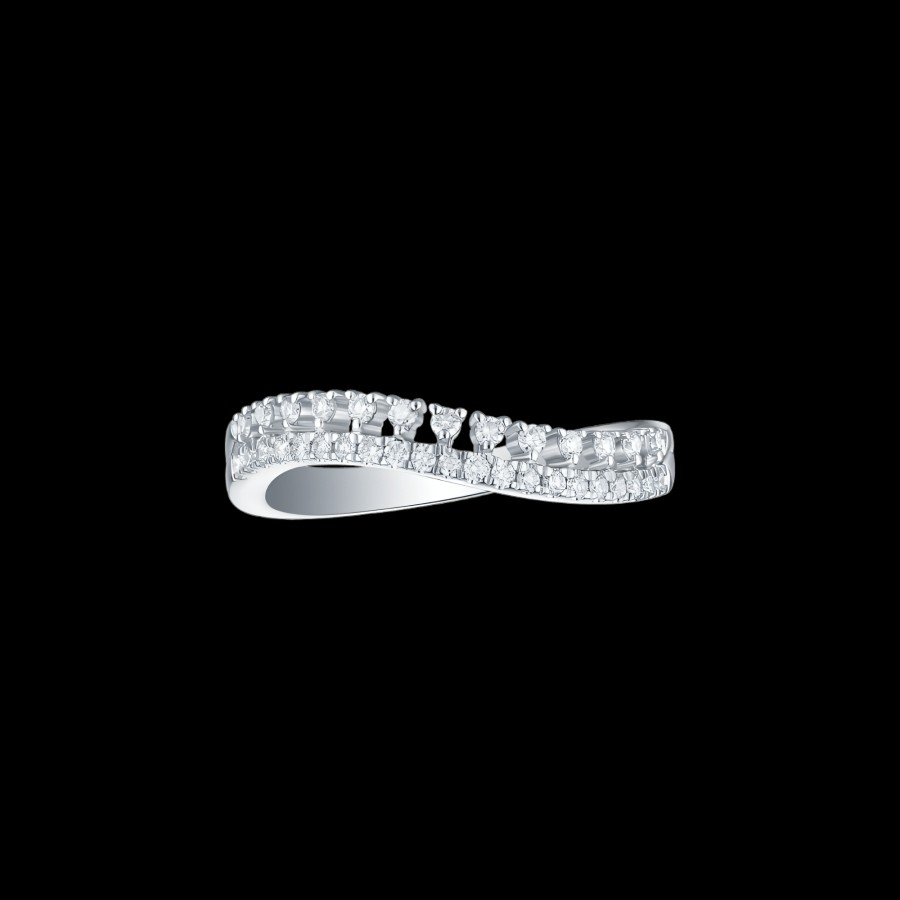 All Rings Smiling Rocks | 14K White Gold Lab-Grown Diamond Wavy Band Ring