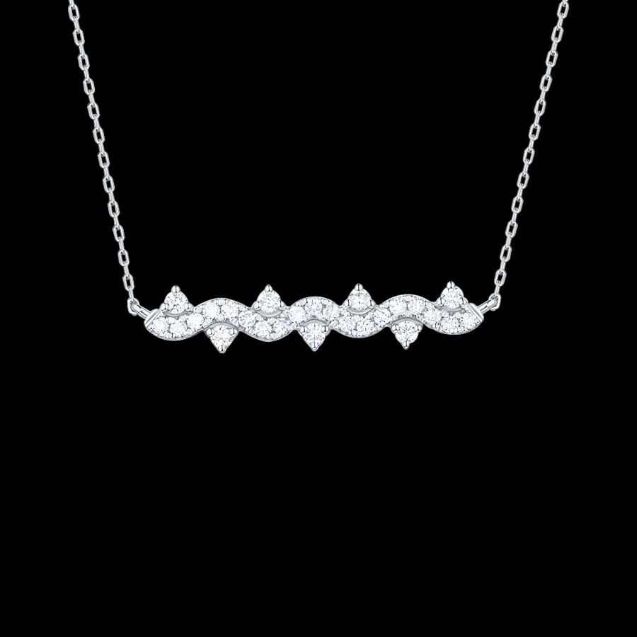 All Necklaces Smiling Rocks | 14K White Gold Lab-Grown Diamond Drizzle Necklace I