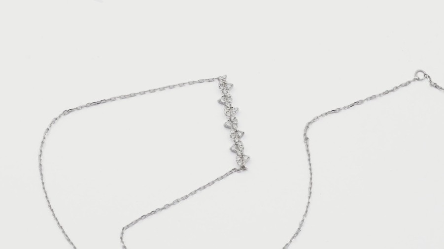 All Necklaces Smiling Rocks | 14K White Gold Lab-Grown Diamond Drizzle Necklace I