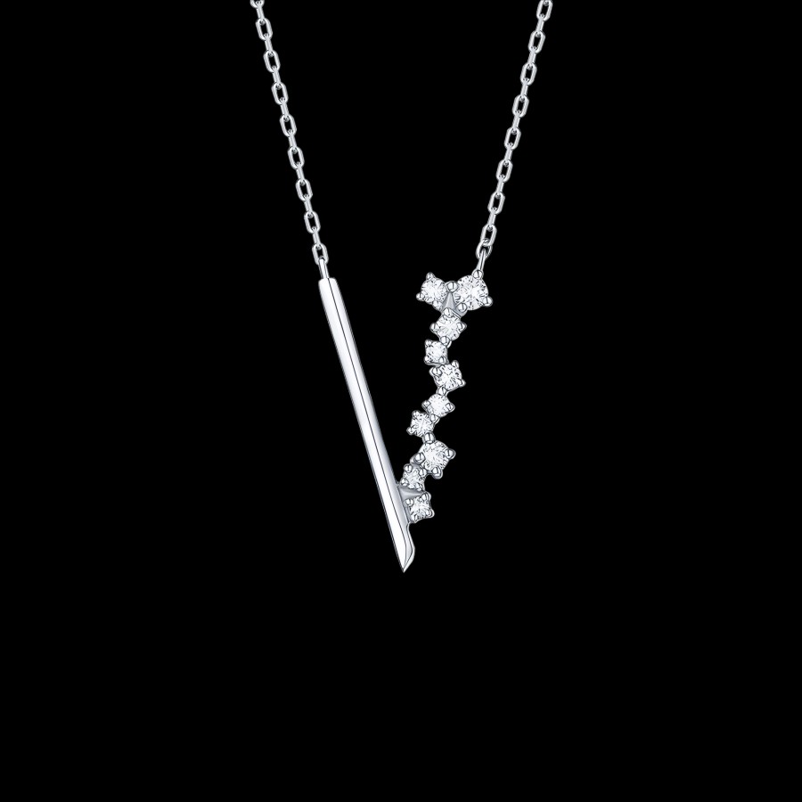 All Necklaces Smiling Rocks | 14K White Gold Lab-Grown Diamond Drizzle Necklace Ii