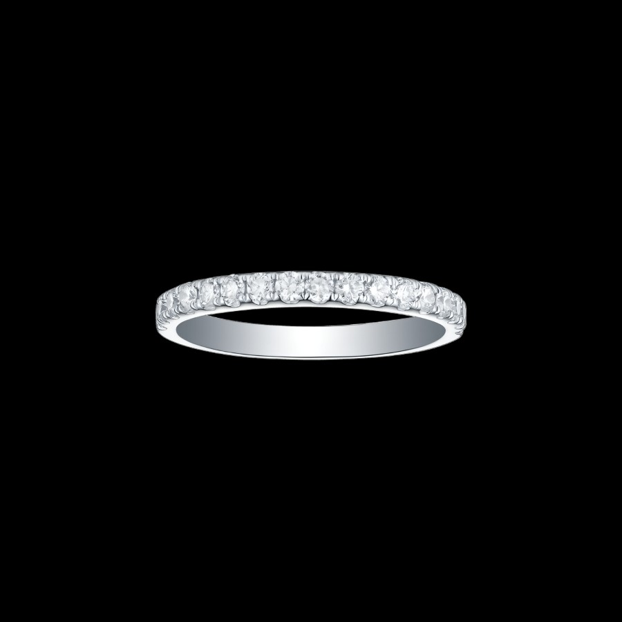 All Rings Smiling Rocks | 14K White Gold Essentials Half Eternity Diamond Band