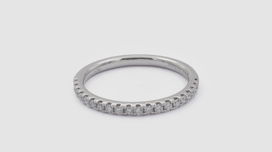 All Rings Smiling Rocks | 14K White Gold Essentials Half Eternity Diamond Band