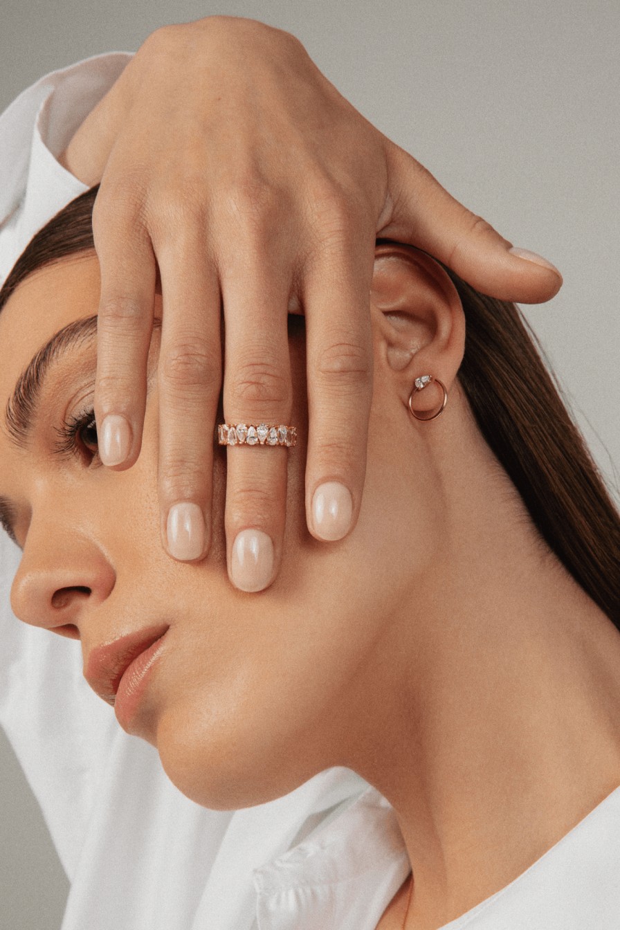 All Rings Rêver | Lab-Grown Pear Shaped Diamond Eternity Ring