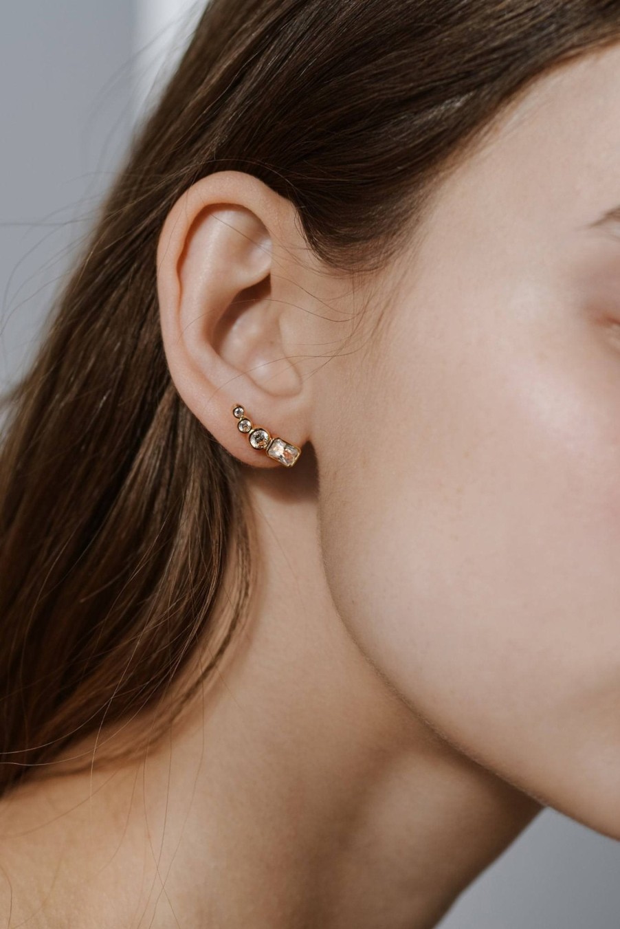 All Earrings Monarc | Thea 14K Gold Diamond Ear Pin